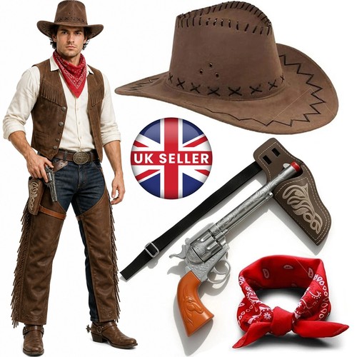 Cowboy western set lederhut - western,