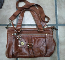 Vintage Fossil Umhängetasche, Handtasche, Leder, braun