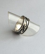 Ring Ehering Bandring Wellen Muster Silber 925 Gr. 50 (1881)