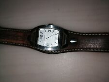 FOSSIL Damenuhr, Edelstahl,  braunes Lederarmband Länge ca.21 cm, Dornverschluss