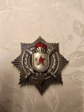 VR Jugoslawien Bruststern 5 Fackeln Silber Orden Medaille Militärverdienst Orden