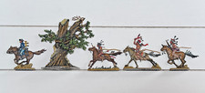 Bemalte Zinnfiguren ,  Flachfiguren  30mm.    Indianer  mit  US  Kavalleristen.