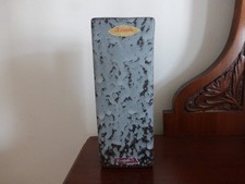 alte Keramik Vase Kreutz Handarbeit rechteckig Blau Grau Schwarz 70er Lava