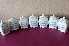 7 kleine Porzellan Vorratsdosen"Gewürze"Strohblume Blau/Weiß Vorratsdosen