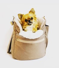 Designer Hundetasche Hunderucksack TaMini Beige Weiß - Wie Neu