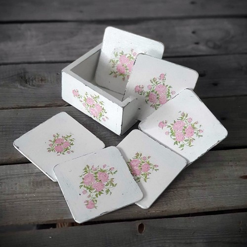 Vintage holzuntersetzer set - vintage,