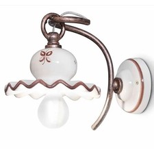 Ferroluce Wandlampe Leuchte Roma Weiß Ø14cm max. 42W E14 handgefertigt Keramik