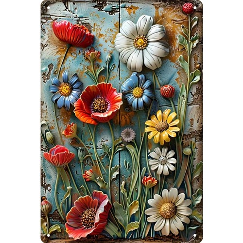 Blumen retro metallschild - blumen,