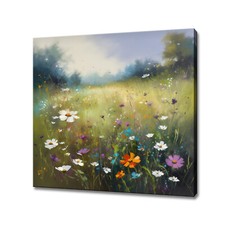 Bunte Wildblumen Wiese Gemälde Stil Blumen Leinwandbild Wandbild