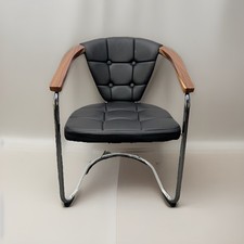 1 von 6 Stuhl Gropius Vintage Kunstleder silber schwarz Büro Esstisch Bauhaus