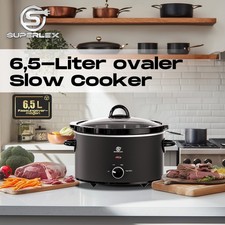 SUPERLEX Keramik Slow Cooker 6,5L mit Anbratfunktion Langsamkocher Schongarer
