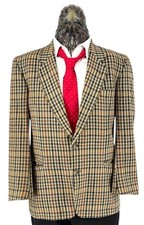 Prandina Men Vintage Wool Check Blazer Brown EU52 DE52 US42