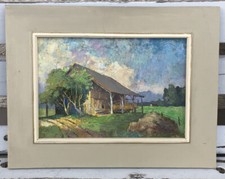Ölgemälde - Scheune auf dem Feld  signiert Rich. Richter