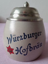 Alter Krug Würzburger Hofbräu Zinndeckel EBRO Zinn 0,5 Liter M Schilz