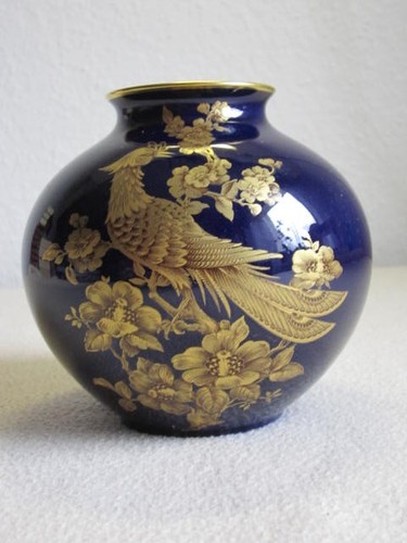 Vase kobaltblau gold alt - kobaltblau-gold,