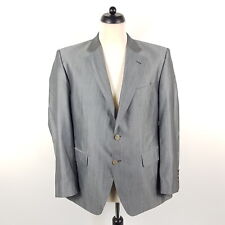 Scabal Sakko Herren 52 Grau Wolle Seide Made To Measure Jacke Jackett Knöpfbar
