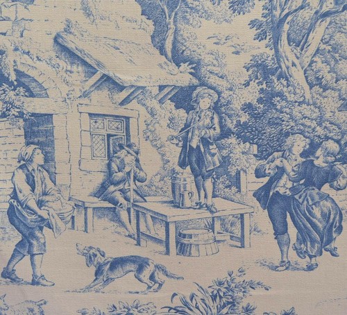 Toile jouy stoff blau - toile, |