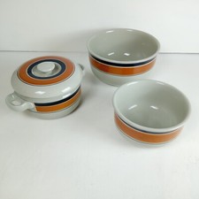 Hoganas Keramik RANDA BANDA Geschirrset Steingut Orange Blau Schweden. Top.