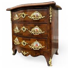 Dresdner Barock Modell Kommode Miniatur Nussbaum Furniert & Medaillions um 1850