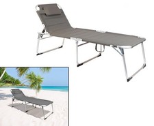 Sonnenliege "Chilligo" in grau aus Alu als XXL Gartenliege mit 200x70x45/95cm kl