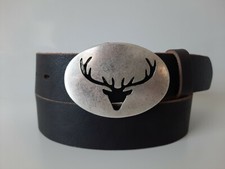 ♥umjuBELT Gürtelschnalle Hirsch Geweih Jäger silber Gürtelschließe Wechsel 8x6cm