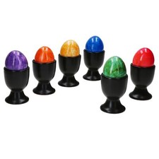 6x Panther Eierbecher schwarz Steingut für 6 Personen Frühstück Brunch Buffet