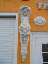 Galionsfigur XXL Winkelstütze "Frau" Karyatide, Höhe 148 cm Gartenfigur, Konsole