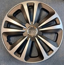 4 Alu-Design Radkappen TERRA RING schwarz/silber 14 Zoll Fiat 500