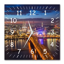 BM Wanduhr 30 cm x 30 cm  leises Uhrwerk Funkuhrwerk Skyline Köln Dom 9303-1a WZ