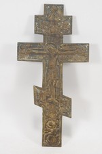C25C26- Bronze Ikone orthodoxes Kreuz Russland Anfang 19.Jh