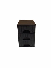 Schubladenbox Organizer Aufbewahrungsbox mit 3 Schubladen Rattan Optik 25x19x27