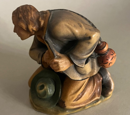 Alte figur bettler holz - figur, bunt