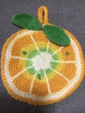 1  XXL Topflappen Zitrone Filz-Untersetzer gehäkelt gefilzt 25cm Schurwolle