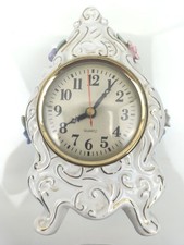 Quarzuhr Porzellan Tischuhr Porzellanuhr Uhr Kaminuhr Retro Vintage Optik Blume