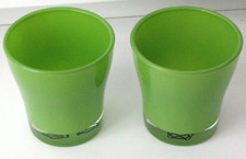 2x kleine Glas-Vase Windlicht für Teelicht grün Oster-Deko Höhe 8,5 cm / ø 8,1cm