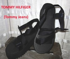 TOMMY HILFIGER Designer Sandalen TREKKING schwarz 40 Plateau KLICK Verschluss