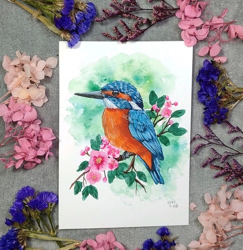 Eisvogel kunstwerk aquarell - eisvogel,