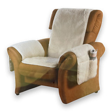 Schurwoll Sesselschoner Natur 160x50 cm Sesselauflage Schafwolle Sesselüberwurf 