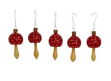 5 alte mundgeblasene Glas Pilze / Fliegenpilze (# 15129)