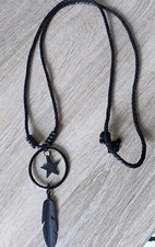 Kette Band Lang Kreis Feder Stern Auf Overshirt Top Surfer Hippie Goa Lagenlook 