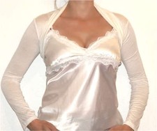 BOLERO AUS VISKOSE CREME WEISS IVORY BRAUTSTOLA 