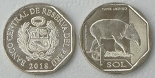 Peru 1 Nuevo Sol Gedenkmünze 2018 Bergtapir KM# 409 unz.
