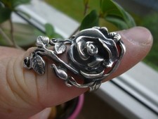 Sterling Silber Ring Solide Punziert 925 Blume Rose handgemacht Empress