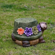 Gartendeko aus Kunstharz in Schildkrötenform, pflegeleicht, multifunktional