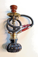 Ägyptische Shisha Wasserpfeife aus Glas / Messing 30cm unbenutzt