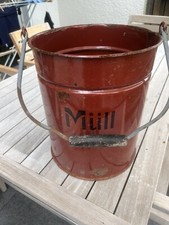 Antiker Henkel-Emaille-Mülleimer 1950 rot mit Aufschrift