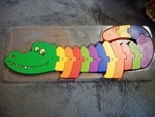 Holz, Lege Krokodil Mit Zahlen