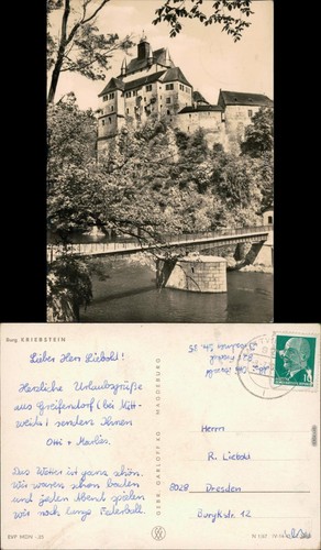 Ansichtskarte kriebstein burg - ansichtskarte,