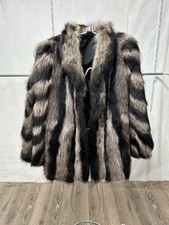 Pelzjacke Damen Vintage Jacke Pelz Echt Waschbär