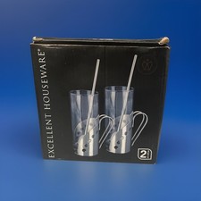 Kaffegläser 2er Set, Glastasse mit Henkel, Cappuccino Kakao